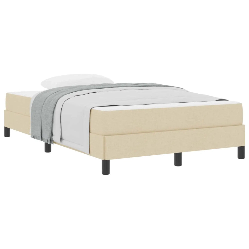 Letto a molle con materasso-Struttura Letto con Materasso Crema 120 x 190 cm Tessuto