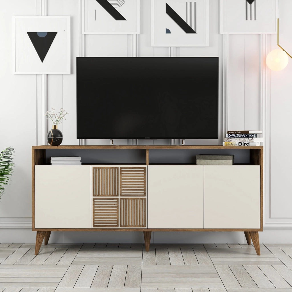 Madia Thuile, Credenza 2 Ripiani, 160x35x78h cm Bianco Crema