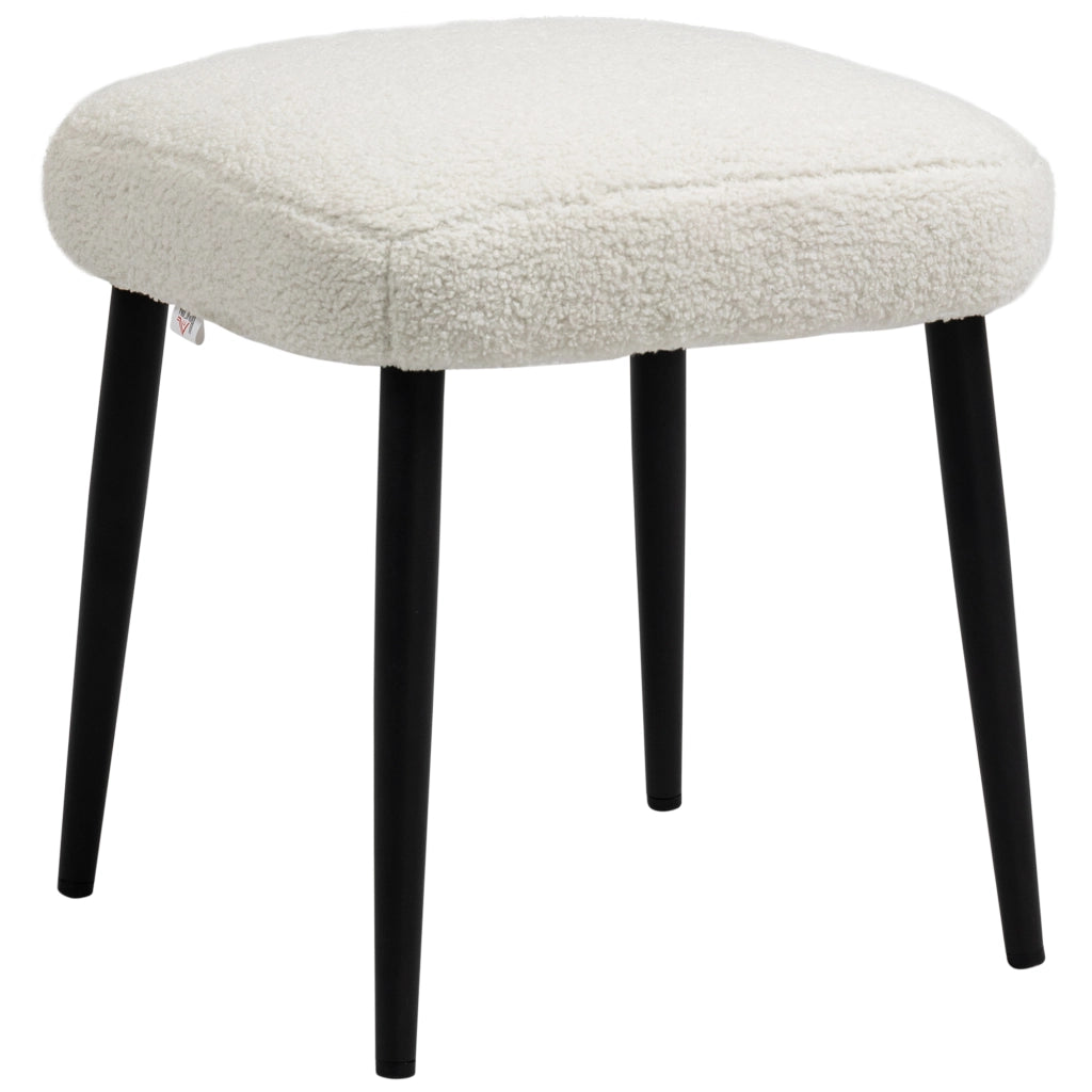 SGABELLO Imbottito 42x42x47 cm Crema, Poliestere, gambe in acciaio