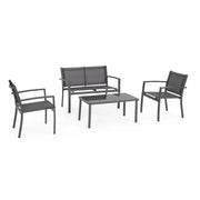 Set salotto Florida 4 Posti antracite con tavolino in vetro temperato