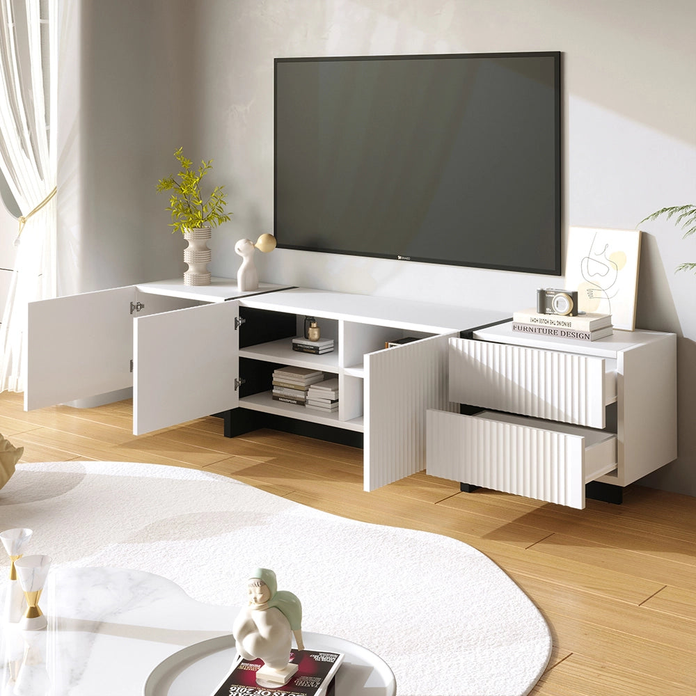 Mobile TV 3 Porte 2 Cassetti - Xylo - Panello particelle Bianco+Nero
