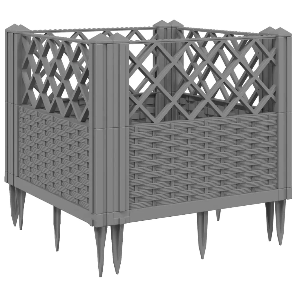 Fioriera Giardino Picchetti Grigio Chiaro 43,5x43,5x43,5 cm PP 368008