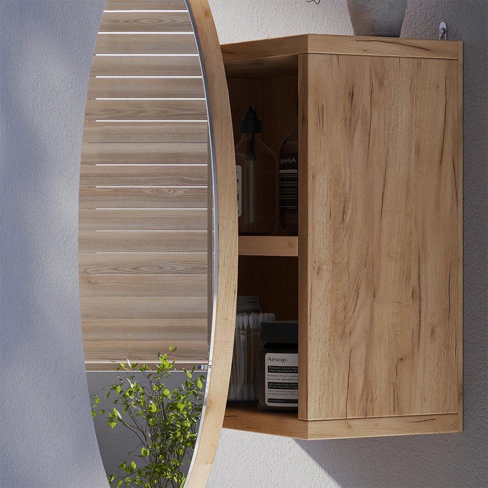 Vicco Specchio contenitore bagno Quercia dorata 50 x 50 cm con 2 scomparti