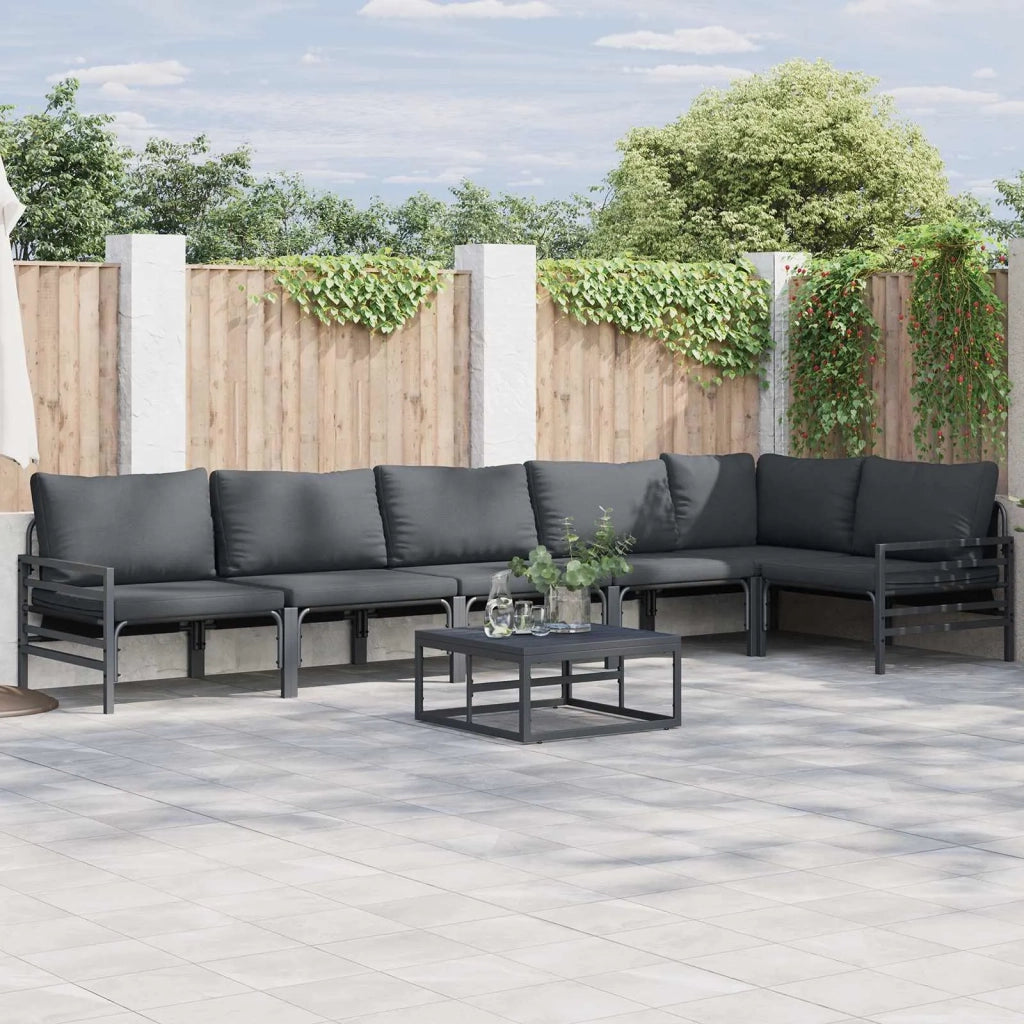 Set Divano da Giardino con cuscino 6 pcs Nero Acciaio 3378990