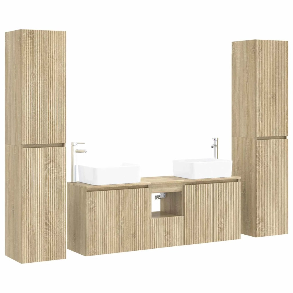 Set di mobili per il bagno 5 pz Rovere Sonoma 3406035