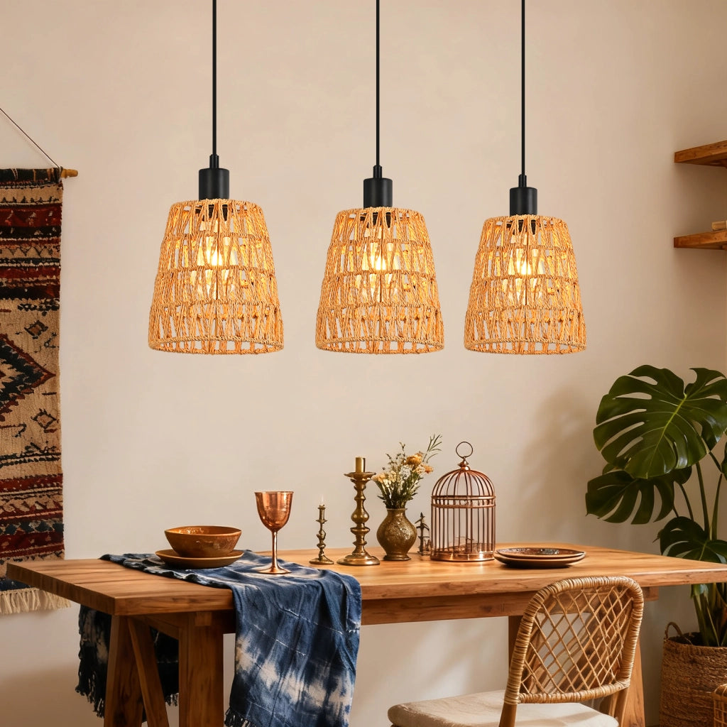 Lampada a sospensione ZMH per sala da pranzo 3 luci nera 120 cm altezza regolabile