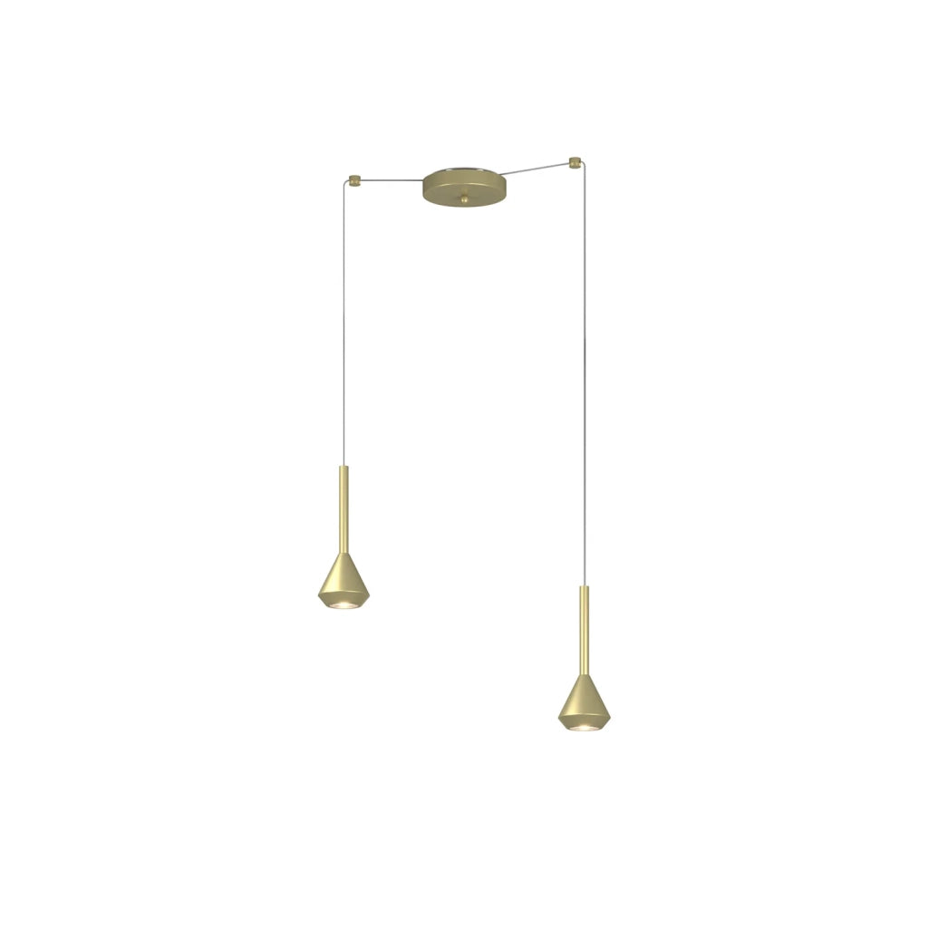 Lampadario Moderno Aygo Metallo Ottone 2 Luci Gu10