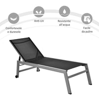 Lettino Prendisole da Giardino in Textilene 169x65x102 cm  UV-A Grigio