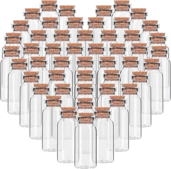 Pacchetto di 50 contenitori in vetro per regali con coperchi in gomma - 10 ml - Mini flaconi a chiusura ermetica per conservazione per matrimoni, feste, cucina, spezie e marmellate