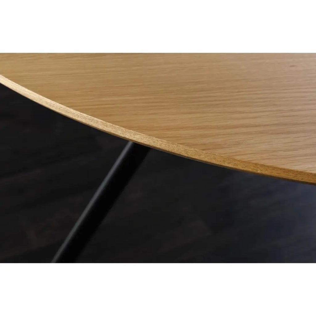 Tavolo da pranzo SOREN – Effetto legno di quercia e metallo – 120 cm – Rotondo – Stile industriale