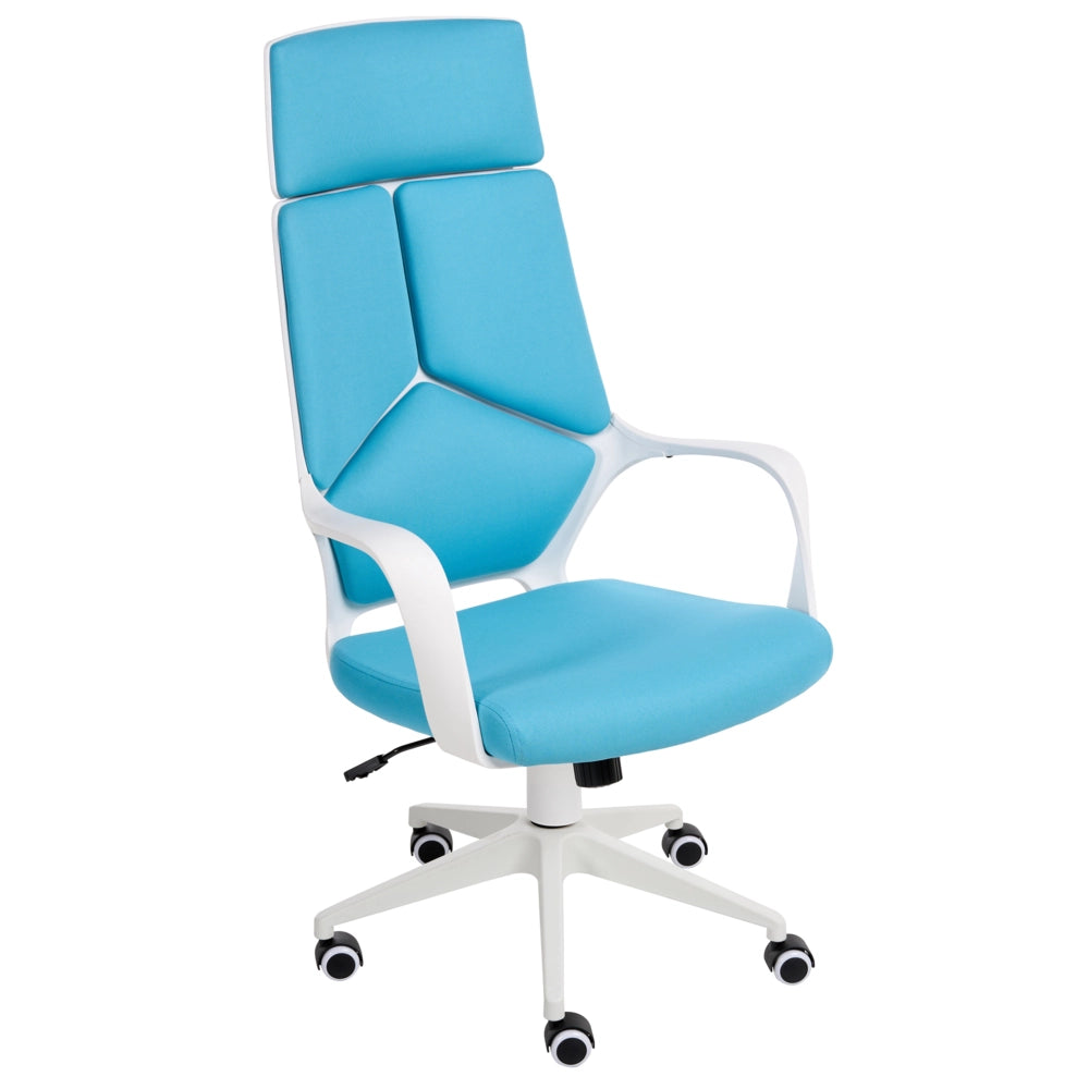 Sedia da ufficio in tessuto blu girevole per scrivania Computer Seduta regolabile Schienale reclinabile