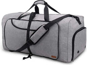 Borsa da viaggio grande, ripiegabile, impermeabile, con tasca per scarpe, per uomo e donna, grigia, 80L