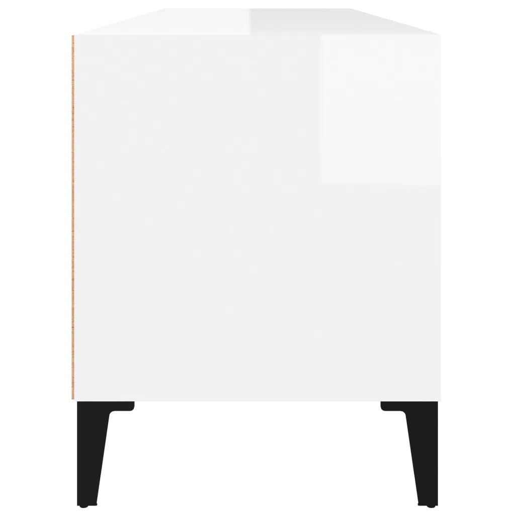 Mobile Porta TV-Mobile per TV-Credenza TV Bianco Lucido 100x34,5x44,5cm Legno Multistrato 961044