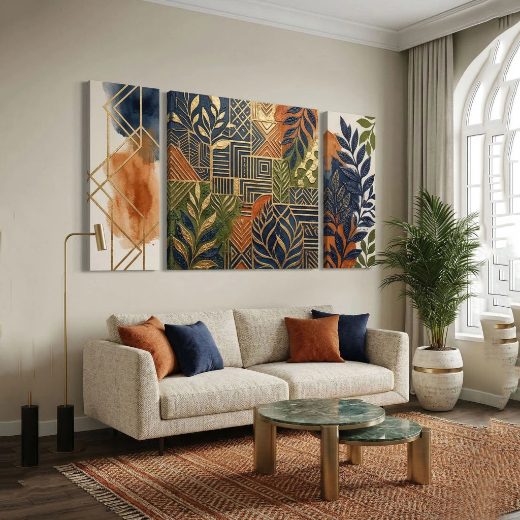 Namoba, Quadro Materiale Struttura in Tessuto, 90x90h cm Multicolore