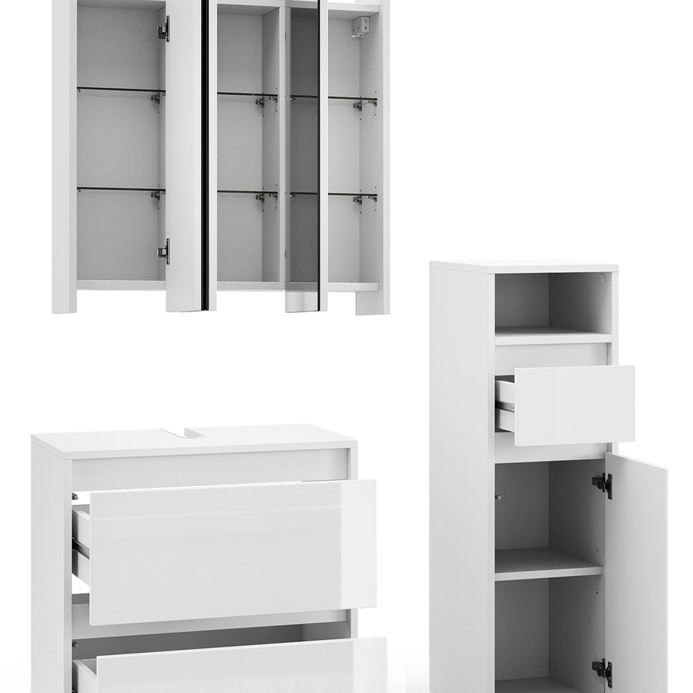 Set di mobili da bagno Majest Bianco lucido 3 parti Vicco
