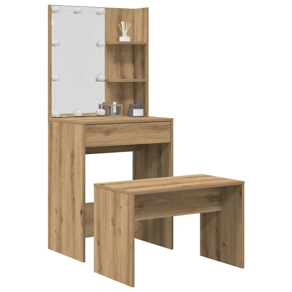 Set Toeletta con LED Rovere Artigianale in Legno Multistrato 3329188