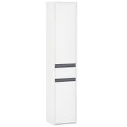 Colonna Bagno a 2 Armadietti con Ripiano Regolabile e Cassetto, in Truciolato, 35x31x172 cm, Bianco