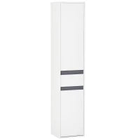 Colonna Bagno a 2 Armadietti con Ripiano Regolabile e Cassetto, in Truciolato, 35x31x172 cm, Bianco