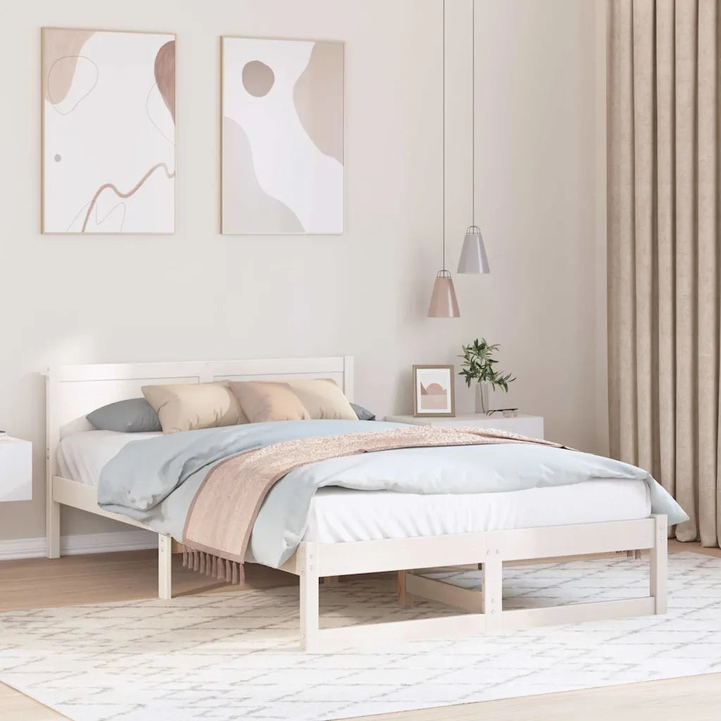 Struttura del letto Bianco 120 x 200 cm Pino massello 873275