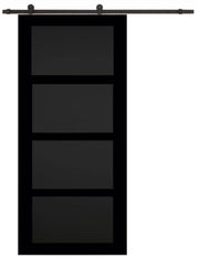 Porta scorrevole Telia nera 4 ante H204 x L83 + Rulliera nera