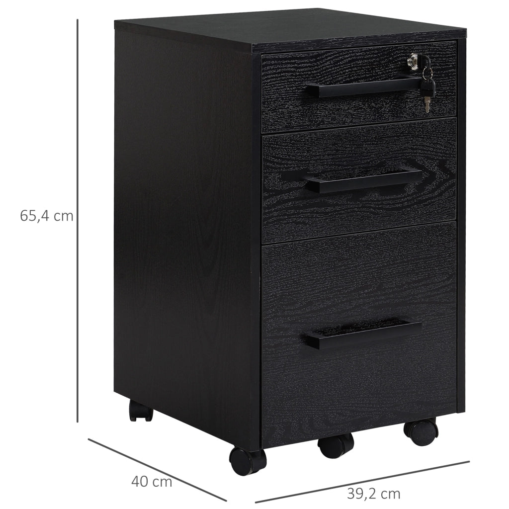 Scrivania con cassetti ¨C zephmum ¨C 3 cassetti, MDF, nero