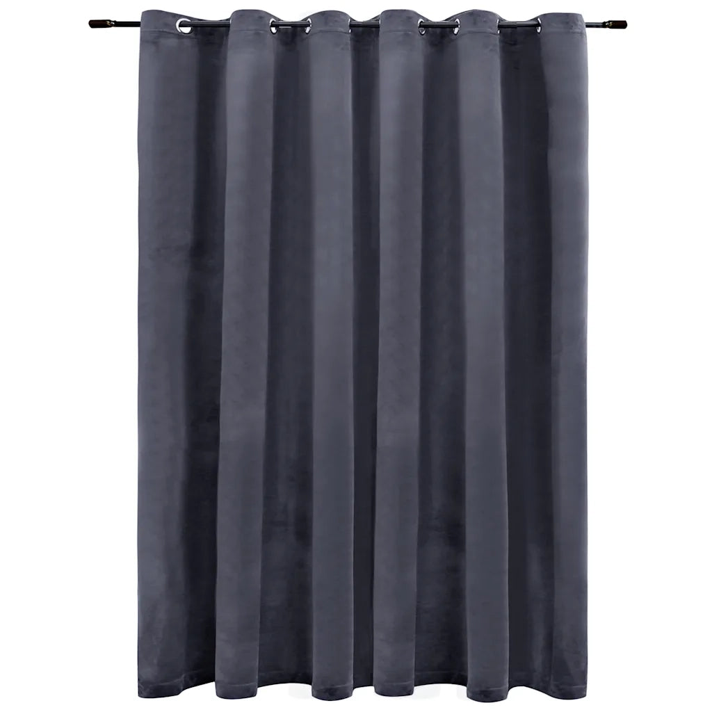 Tenda Oscurante Anelli in Metallo Velluto Antracite 290x245 cm cod mxl 66730