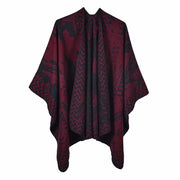 Elegante scialle/mantella oversize, spesso e caldo in cashmere con spacchi