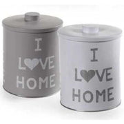 Trade Shop - Barattolo Contenitore In Latta Cucina Tonda Assortiti I Love Home 14x18cm 710506 -