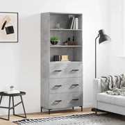 Credenza-Buffet-Armadio da cucina Grigio Cemento 69,5x34x180 cm in Legno Multistrato 272422