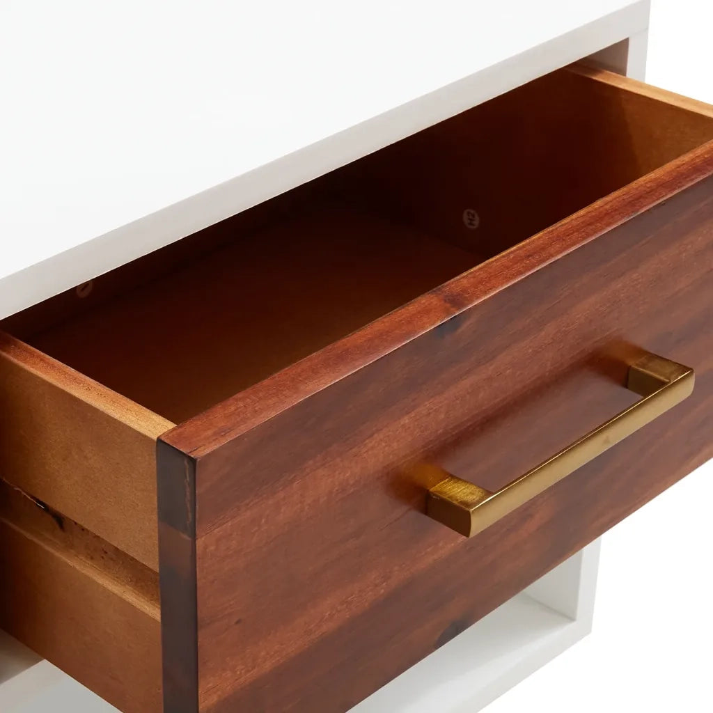 Comodino-Tavolino da notte in Legno Massello di Acacia 40x30x57 cm