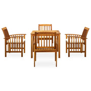 Set da Pranzo da Giardino 5 pz con Cuscini Massello di Acacia 3058083