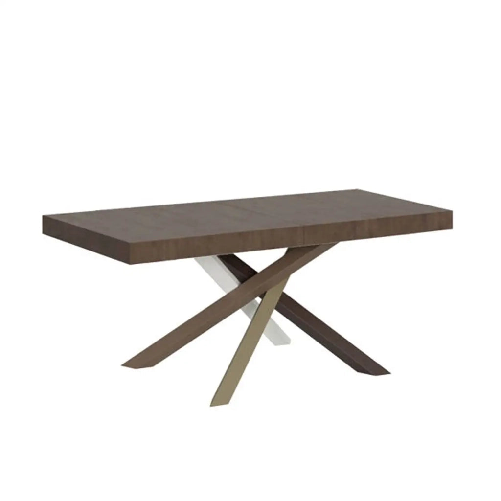 Tavolo allungabile 140/244x90 cm Volantis Premium colore noce gambe multicolore 4/C