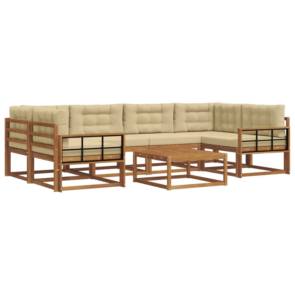 Set di divani da esterno con cuscino 7 pcs Naturale e Beige 3367276