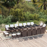 Set da Pranzo per Giardino 19 pz con Cuscini Polyrattan Marrone cod mxl 40264