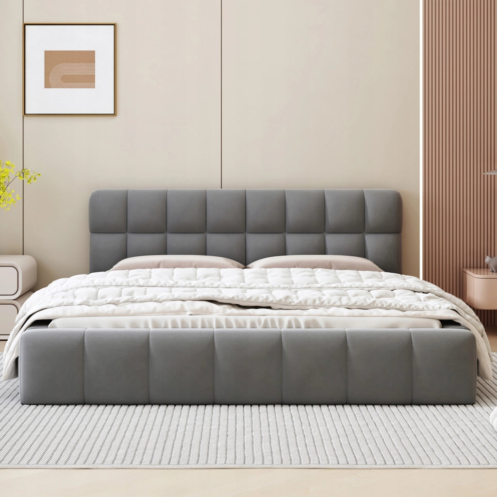 Letto imbottito 140x190 - Xylo - Grigio con schienale