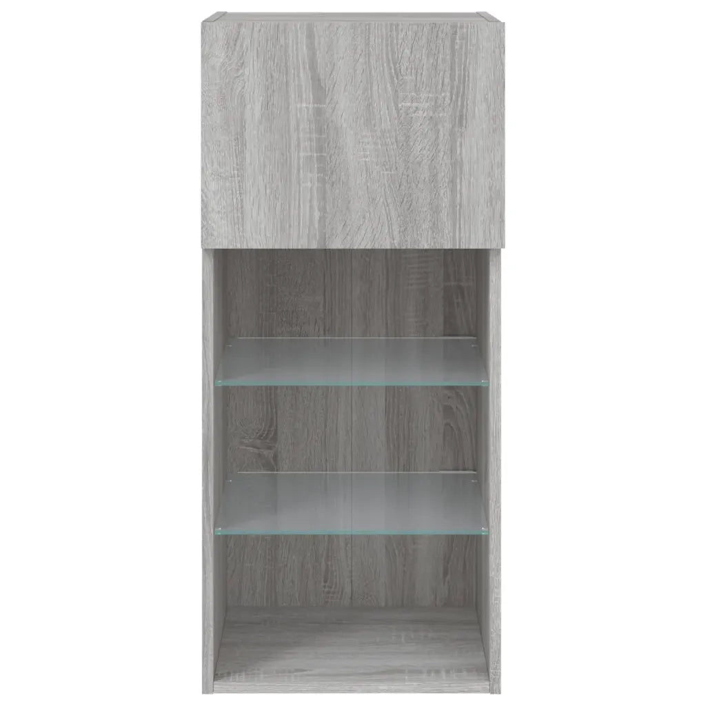 vidaXL Mobili TV con Luci LED 2pz Grigio Sonoma 40,5x30x90 cm