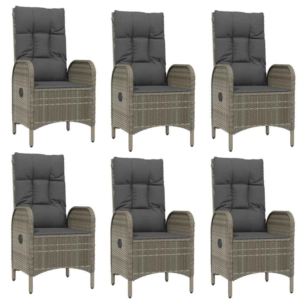 Set da Pranzo da Giardino 9 pz con Cuscini in Polyrattan Grigio 3185052