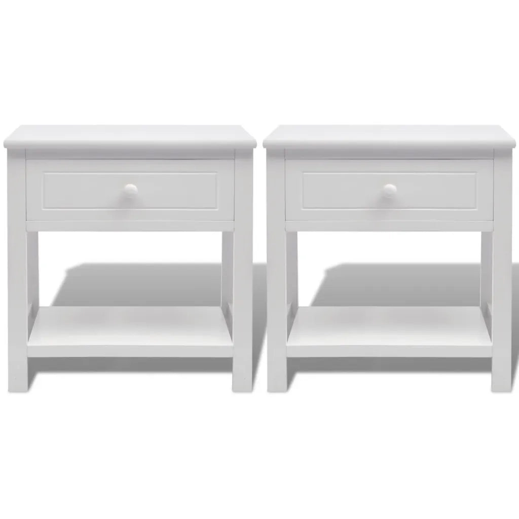 Comodini 2 pezzi-Set di 2 Tavolino da notte Bianchi in Legno