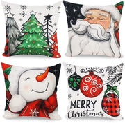 Set di cuscini decorativi per Natale, 4 pezzi, 45 x 45 cm, decorazione per Natale, arredamento interno, soggiorno, divano (A)