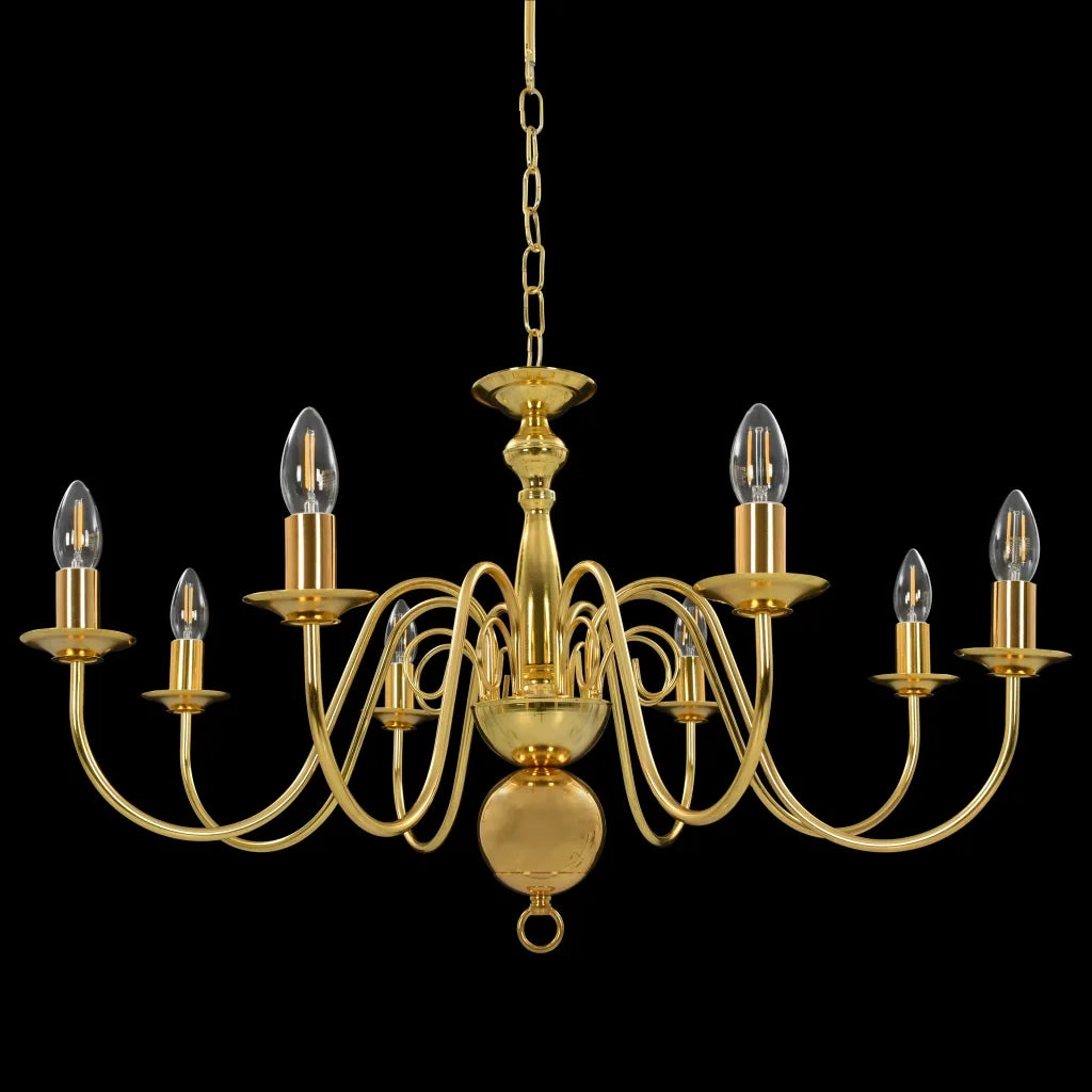 Elegante lampadario classico 80 x 45 cm atmosfera accogliente 8 lampadine metallo dorato 02_0046425