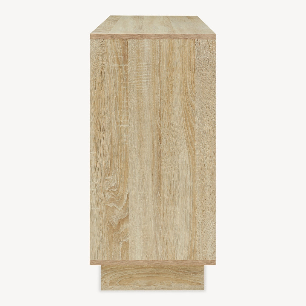 Comò Kenta con Ante e Cassetti Cassettiera Multiuso 100x35x72 cm Effetto Rovere Sonoma / Bianco [en.casa]