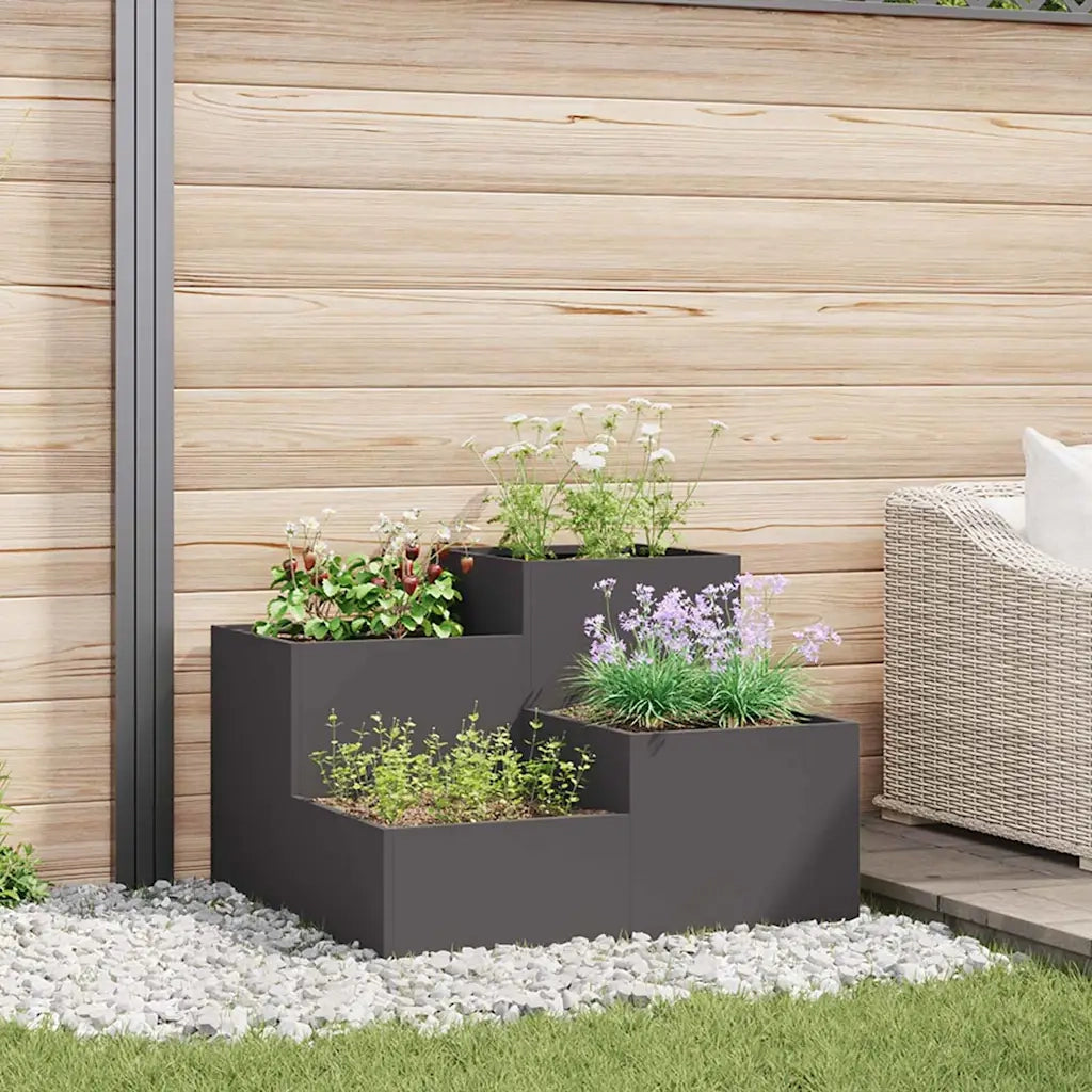 Vaso da giardino-Fioriera Esterno-Contenitore per Piante Nero 100 x 100 x 60 cm Acciaio