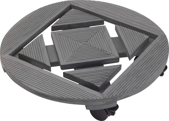 Rotolatore per piante Ø 350 mm - 60 kg di carico - Lavagna a scaglie di legno - Antracite - Rulli in PP con 2 serrature - Rotolatore per interni