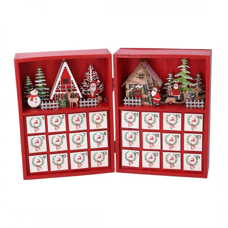 Calendario legno led rosso cm 36x6h24