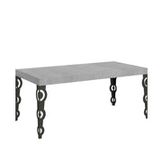Tavolo allungabile 90/246x90 cm Karamay Premium colore cemento gambe antracite
