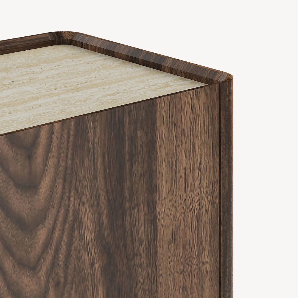Madia Trorlon a 4 Ante Credenza Buffet 160 x 40 x 83 cm - Effetto Noce/Travertino [en.casa]