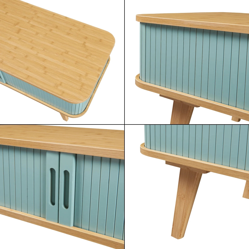 Tavolino/consolle in bambù 100 x 50 x 40 cm blu naturale 03_0010867