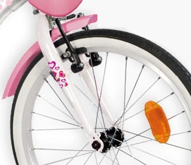 SCH PINK LOVE 20", bicicletta per bambini, adatta a bambini tra i 6 e i 10 anni, per altezza tra 120 e 155 cm, cestino,