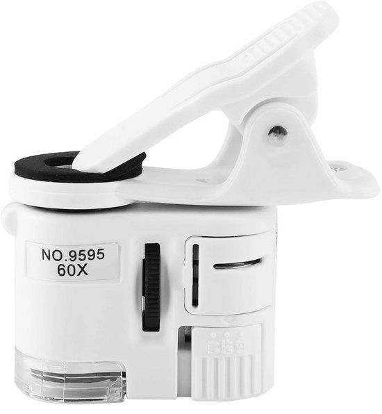 Mini Microscopetto Portatile - 60X di Ingrandimento - Compattabile e Leggero - Illuminazione UV LED - Ideale per la Valutazione