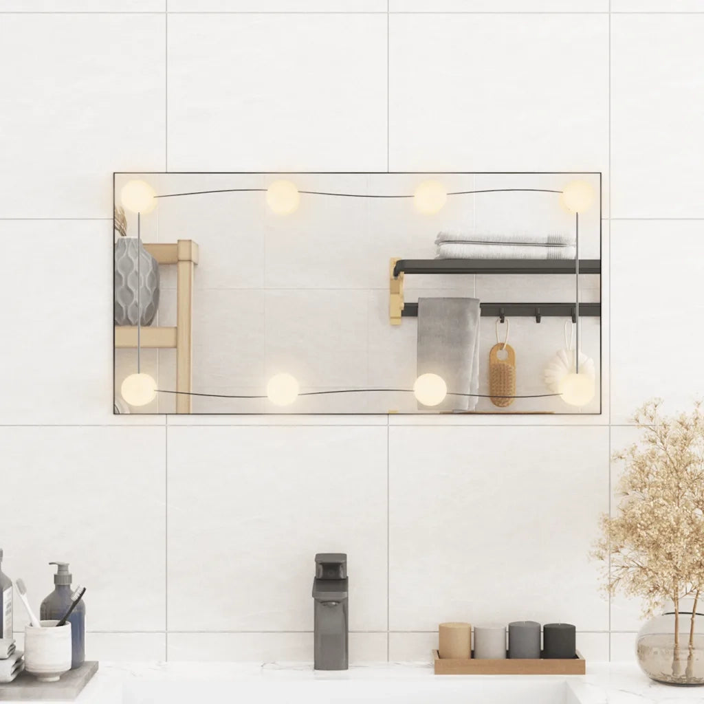 Specchio da Parete | Specchio decorativo con Luci LED 30x60 cm Vetro Rettangolare